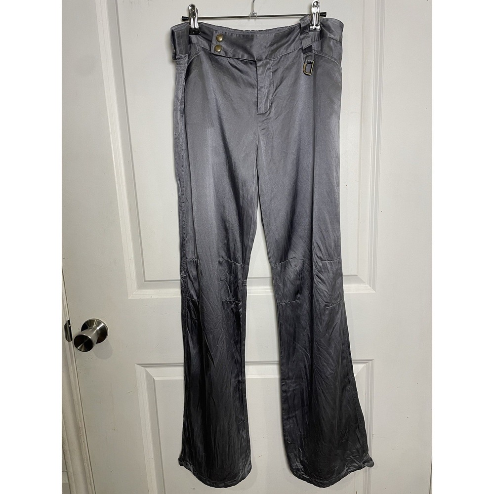 Free‎ People Womens Size 8 Gray Silk Blend Pants Drawstring Hem Boho Y2K Relaxed